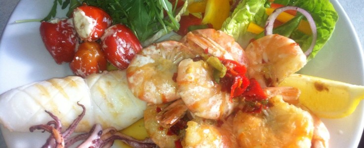 King Prawns & Squid with Salad